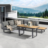 Modern Hotel Home Outdoor Patio Garden Wooden Living Room Furniture Aluminum Frame Teak Sectional Corner Sofa with Side Coffee Table TG-NI33