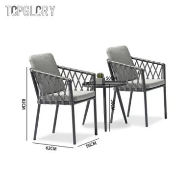 Hot Sale Grey Aluminum Frame Patio Outdoor Rope Dining Arm Chair TG-KSU3530