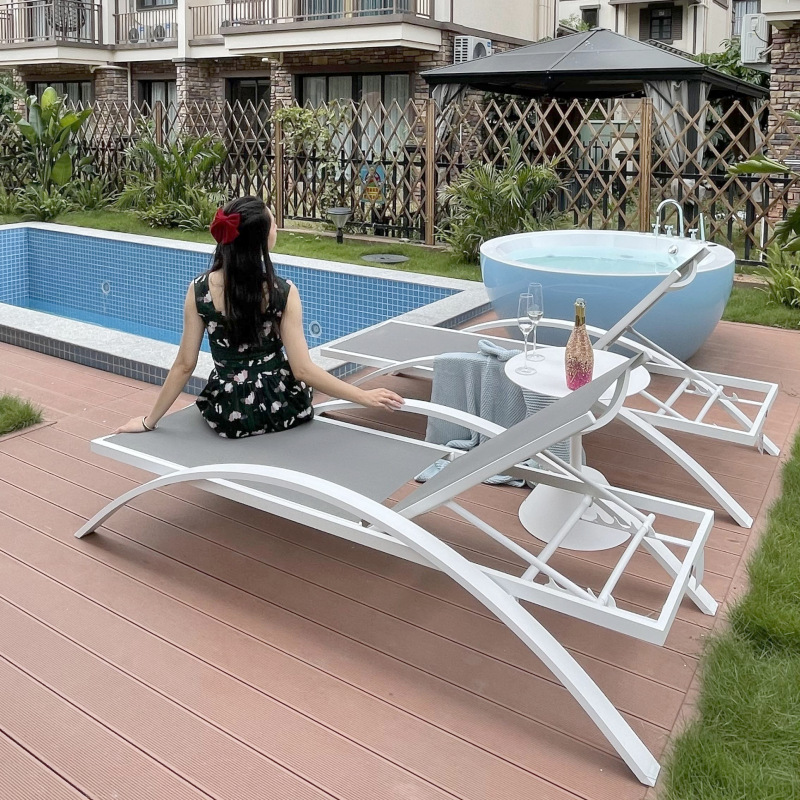 Swimming Pool Furniture Outdoor Aluminum Beach Upholstery Lounge Chaises Pool Chairs Sun Lounger TG-NI20