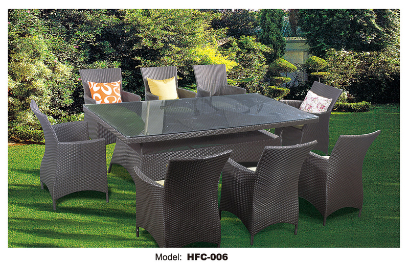 TG-HFC006 Patio Dining Set with Cushion Outdoor Dining Chair Garden Coffee Table Rattan Wicker Chair