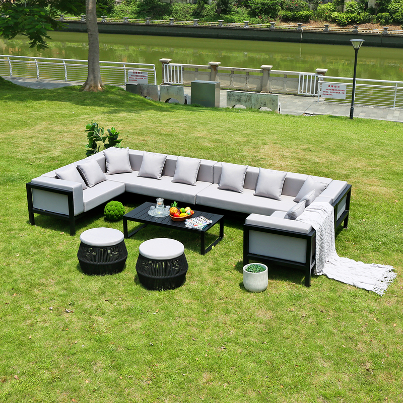 Home Hotel Garden Patio Modern Style Aluminum Frame Outdoor Sofa Set Furniture