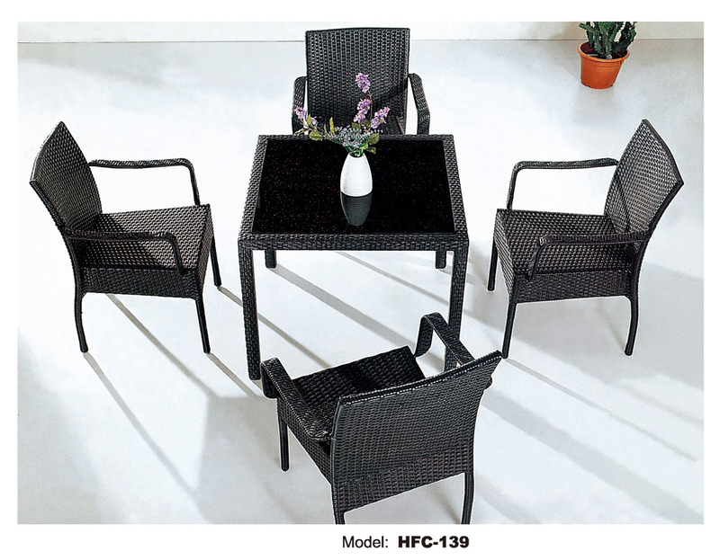 TG-HFC139 Chinese Supplier 1+4 Rattan Dining Coffee Table Chair Restaurant Furniture