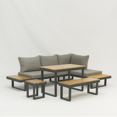 Outdoor Home Hotel Furniture Aluminium Frame Wooden Free Sectional Corner Sofa Set TG-NI04,TG-NI05