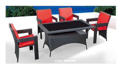 TG-HFC081 Rattan Garden Furniture Dining Chairs Outdoor Patio Dining Table Set