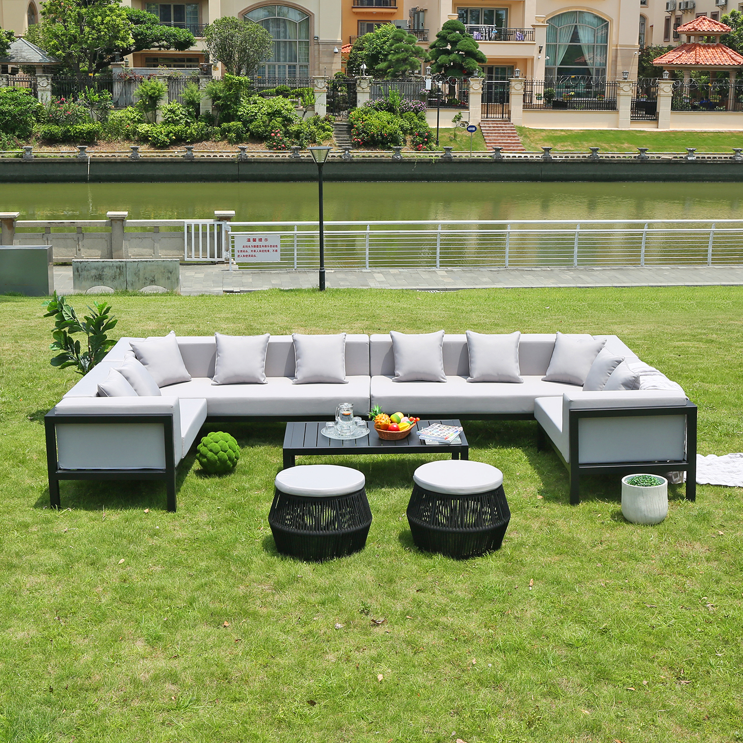 Patio Garden Modern Sofa Outdoor Table Set Furniture