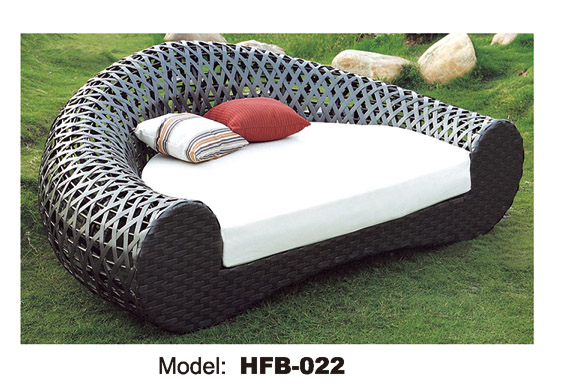 TG-HFB022 Leisure Outdoor Rattan Double Sun Bed Rattan Wicker Chaise Lounge