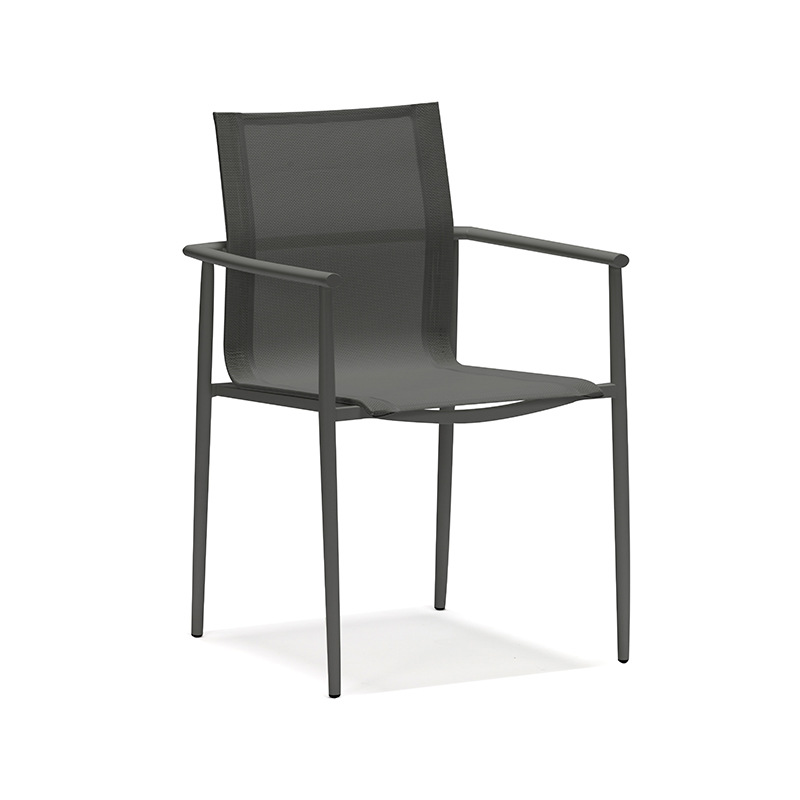 Simple courtyard garden terrace furniture outdoor leisure restaurant charcoal gray stainless steel outdoor dining table and chair combination TG-NI36.TG-NI37.TG-NI38