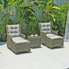 Outdoor Rattan Lounging Beach Chair Foldble Reclining Aluminum Folding Relaxing Mat Chair Lounge Footrest Beach Chairs