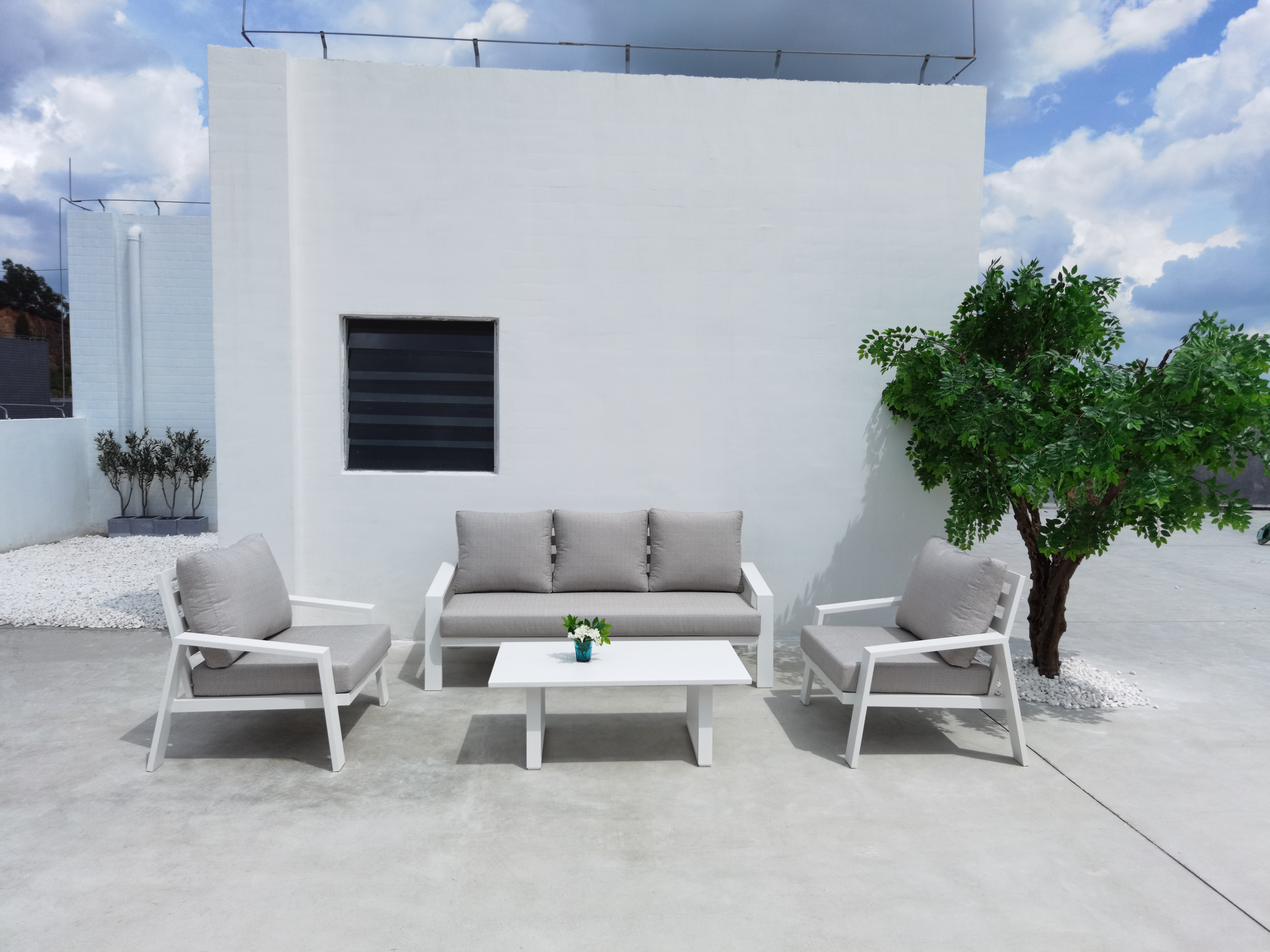 Outdoor Garden Furniture Best Selling Modern Wood Patio Set Aluminum Garden Sofa Waterproof Patio Sofa
