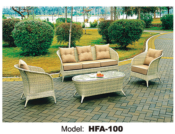 TG-HFA100 Livingroom PE Rattan Garden Outdoor Sofa with Tea Table