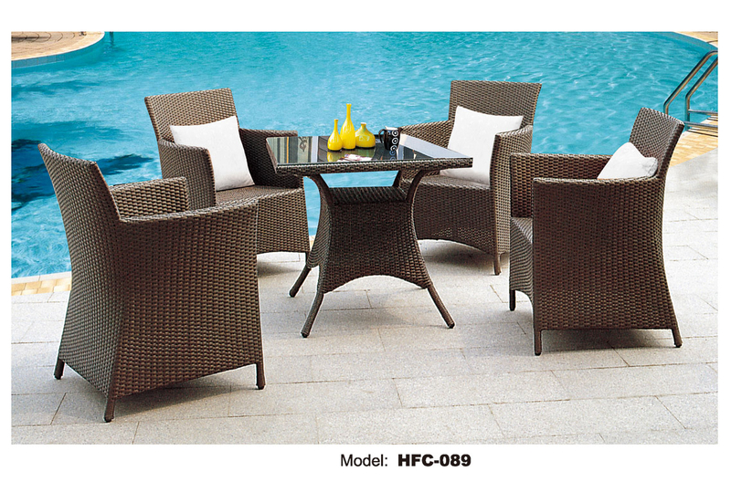 TG-HFC089 Outdoor Rattan Chair And Dining Table Set Manufacturer From China 