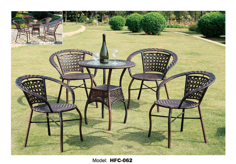 TG-HFC062 New Design Rattan Tea Table Chair Set Outdoor Garden Furniture