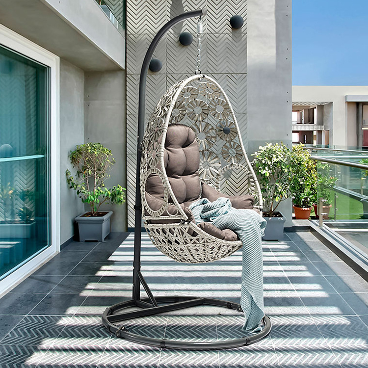 Jacquard basket chair outdoor modern simple leisure balcony single swing courtyard rattan chair hanging chair TG-NI42