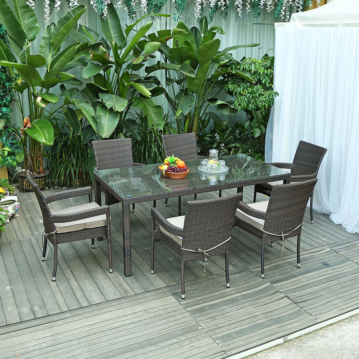 Morden Outdoor Furniture Home Hotel Restaurant Patio Garden Sets Dining Table Set Aluminum Rattan Outdoor Chair